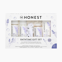 The Honest Company Calming Lavender Bathtime Gift Set | Hypoallergenic Bath Essentials for Sensitive Skin | Shampoo + Body Wash, Face + Body Lotion, Bubble Bath, Conditioner, Wash Cloth