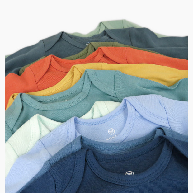 Honest Baby Clothing 10-Pack Organic Cotton Long Sleeve Bodysuits - Rainbow Gem Blues, Nb, 10.