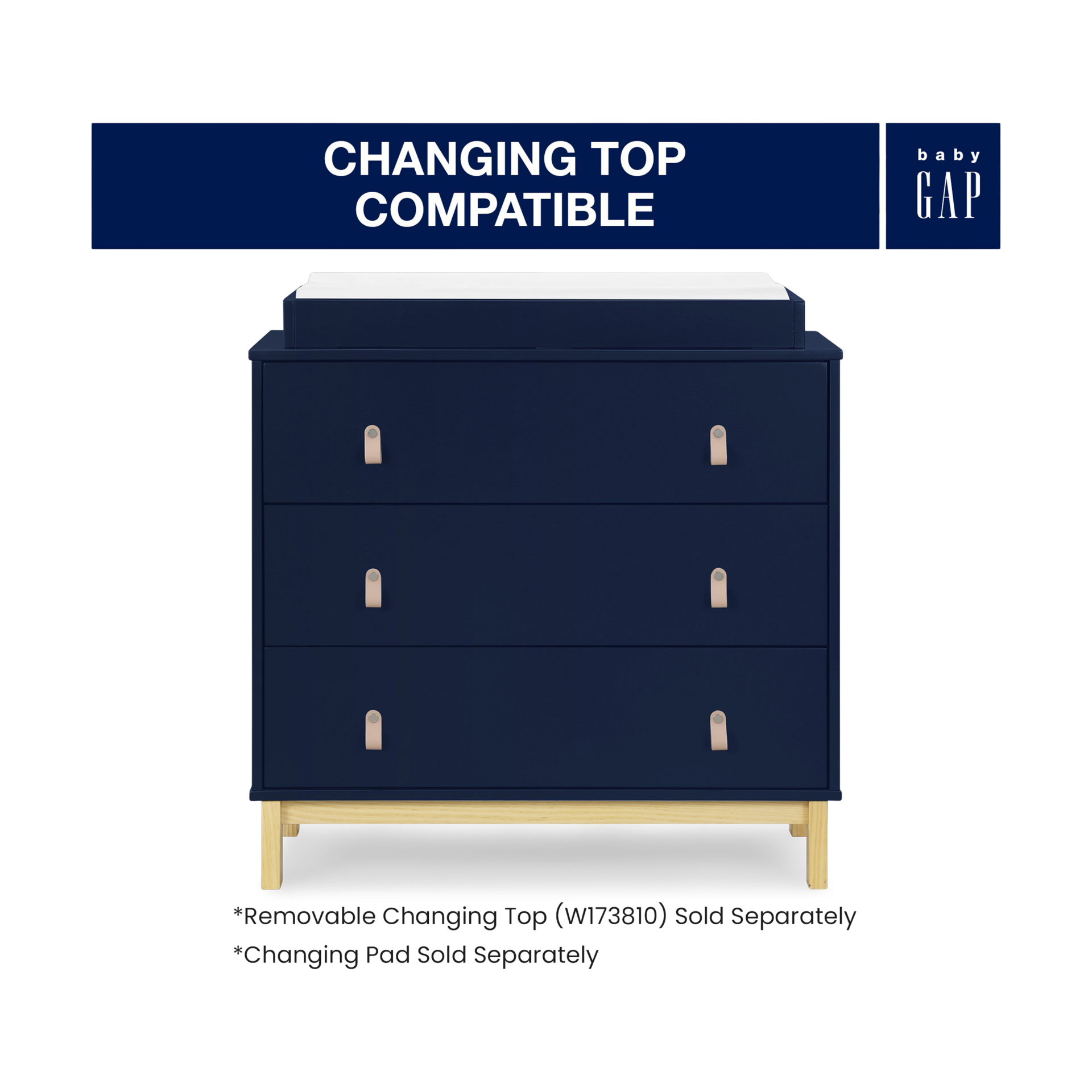 Delta Children babyGap Legacy 3 Drawer Dresser - Navy/Natural.