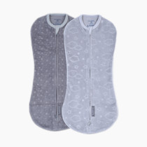 SwaddleMe by Ingenuity Compression Baby Swaddle Pod in Velboa, Two-Way Zipper for Easy Diaper Changes, Improves Sleep & Calms Startle Reflex, 0-2 Months, 1.0 TOG, 2-Pack - Clouds & Stars