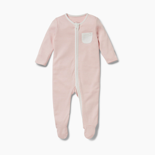 MORI Clever Zip Baby Pajamas - Blush Stripe, Nb.