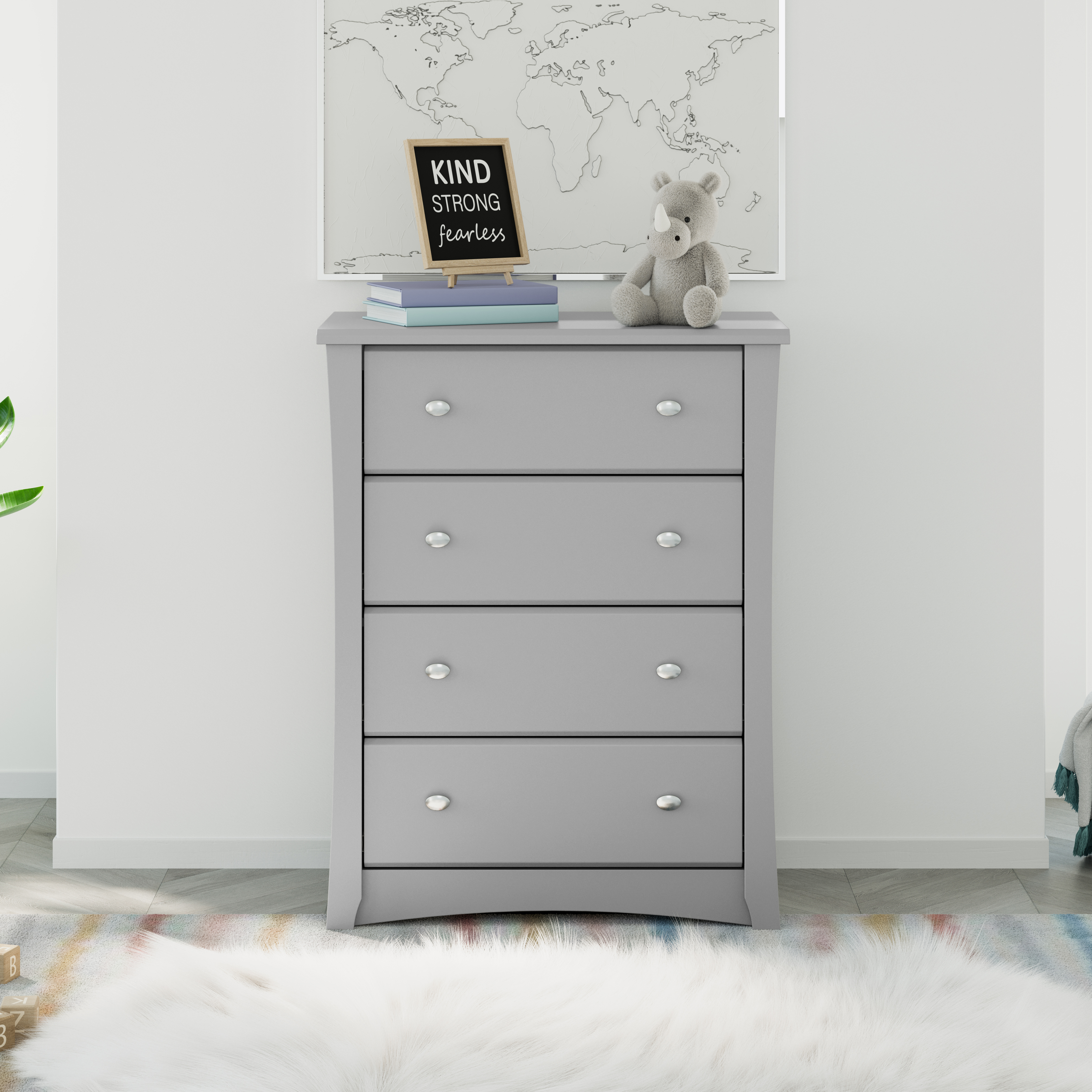 Storkcraft Crescent 4 Drawer Chest - Pebble Gray.