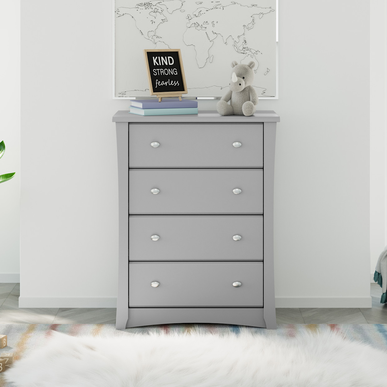 Storkcraft Crescent 4 Drawer Chest - Pebble Gray.