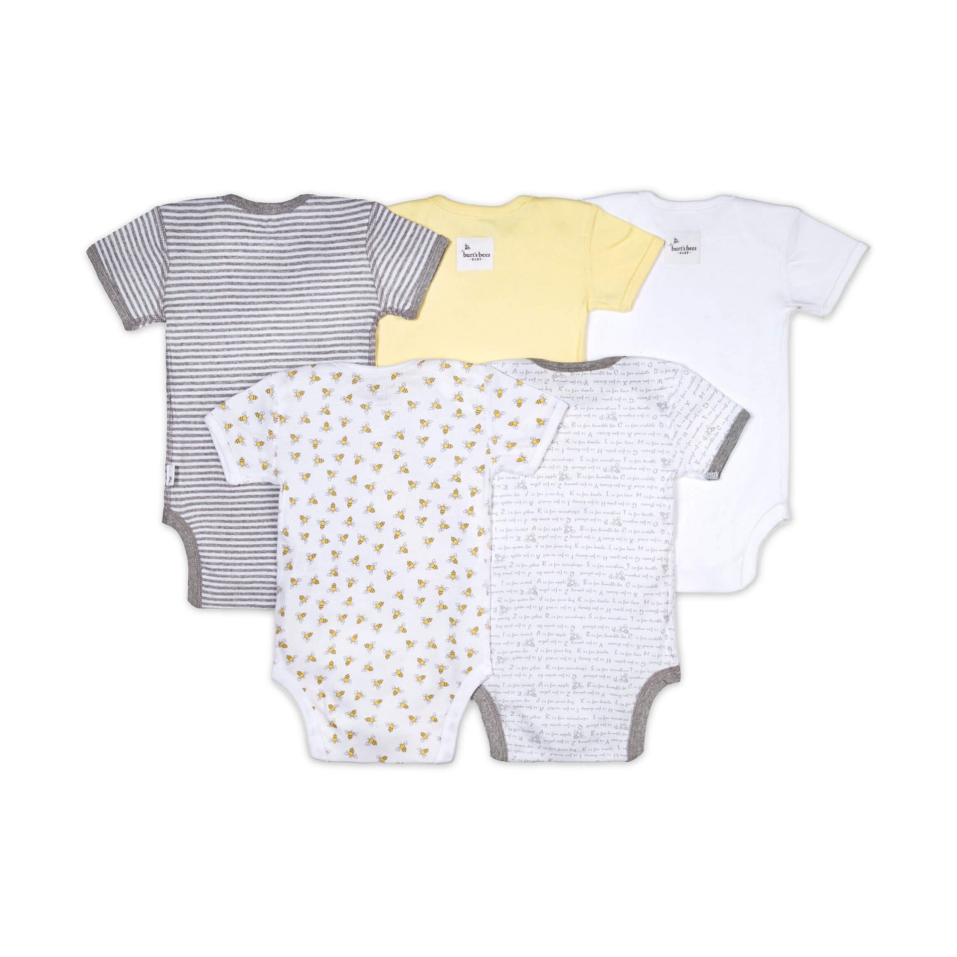 Burt's Bees Baby Organic Short Sleeve Bodysuit (5 Pack) Sunshine, 03