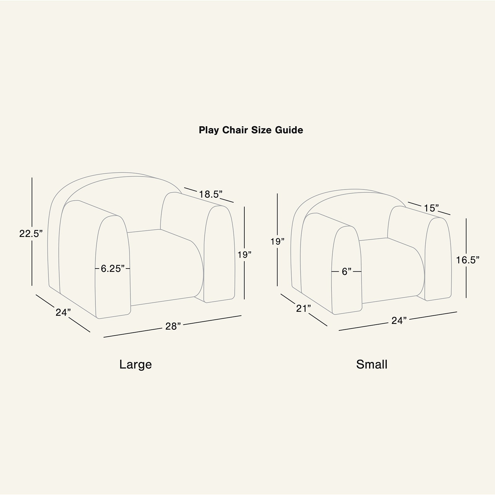 House of Noa Play Chair - Finley Ivory & Sky, Large.