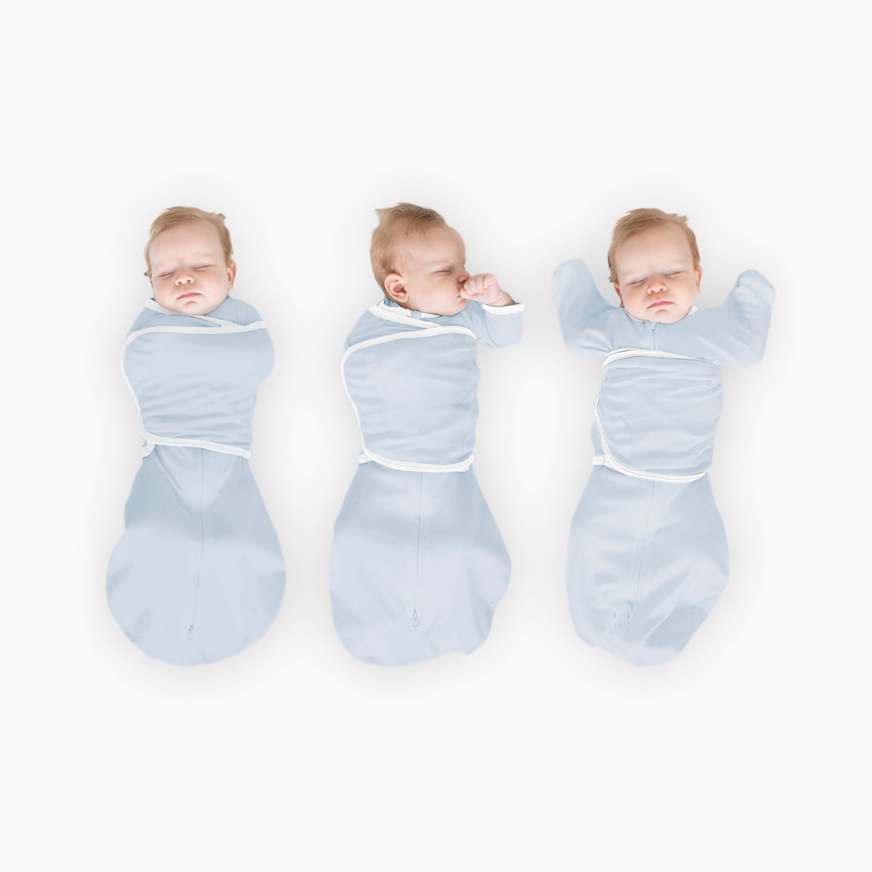 SwaddleDesigns Organic Omni Swaddle Sack with Arms Up Half-Length Sleeves and Mitten Cuffs TOG 1.0 - Soft Blue, 0-3 M.