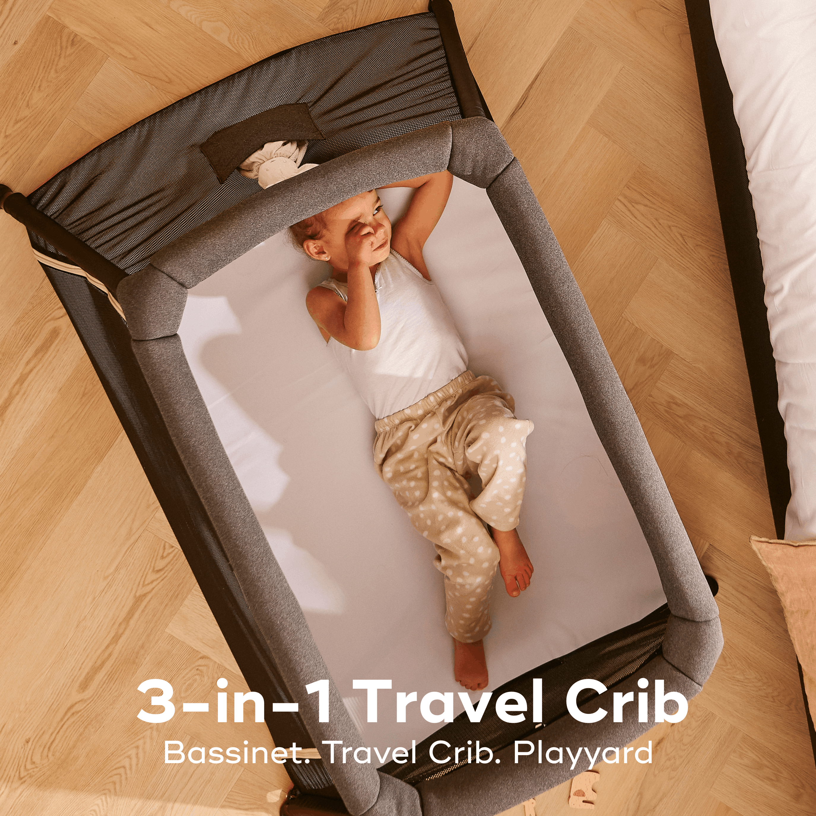 Babymoov Moov n Comfy Play 3 in 1 Travel Bed Playard - Gray.