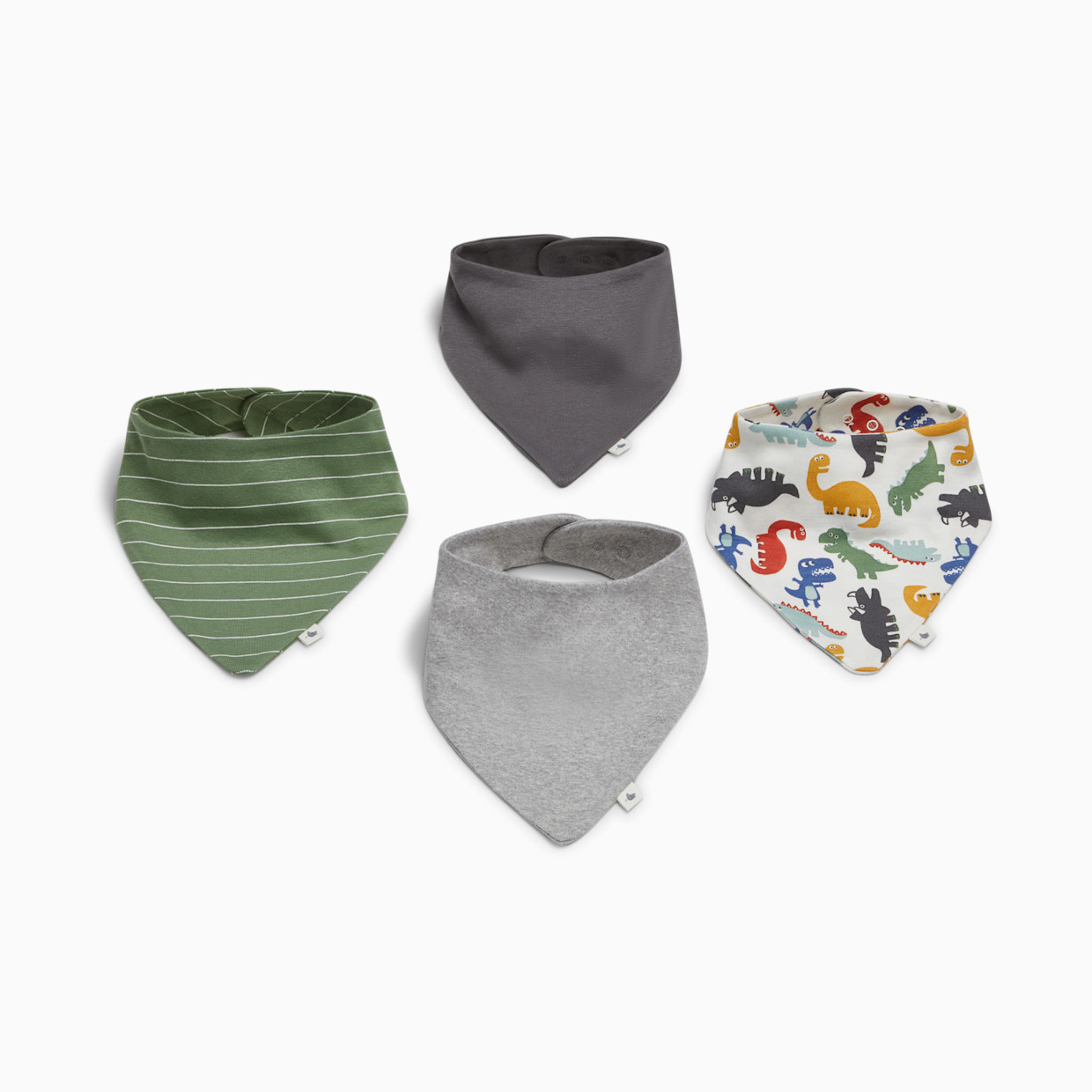 Small Story Solid Bandana Bib 4 Pack - All Over Dinos.