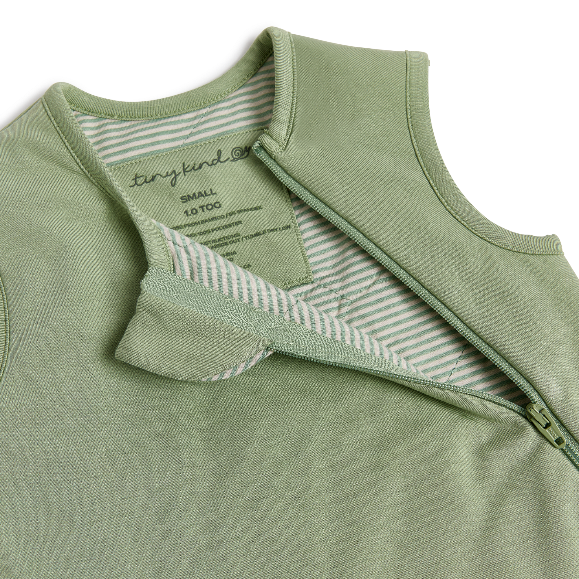 Tiny Kind Bamboo Viscose Wearable Sleep Bag 1.0 TOG - Green, Small (0-6 Months).