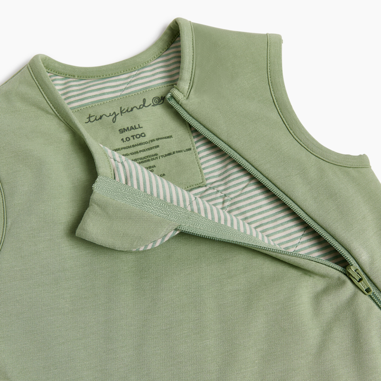 Tiny Kind Bamboo Viscose Wearable Sleep Bag 1.0 TOG - Green, Small (0-6 Months).