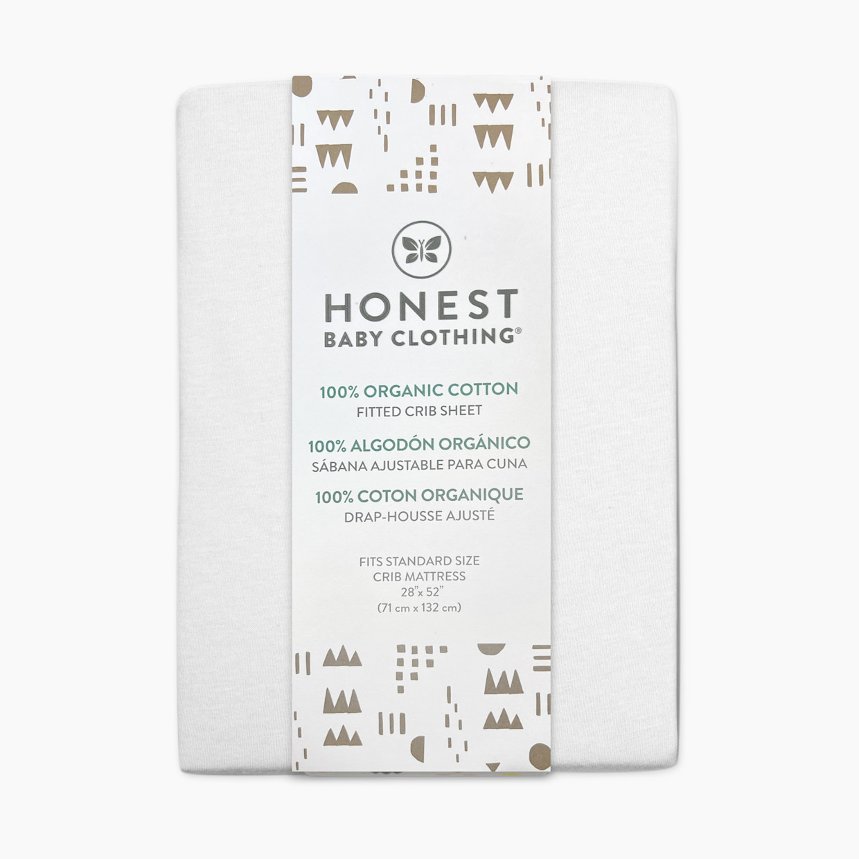 Honest Baby Clothing Organic Cotton Fitted Crib Sheet - White.
