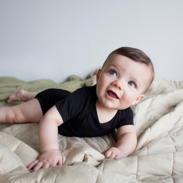 Kyte Baby Short Sleeve Bodysuit - Midnight, Newborn.