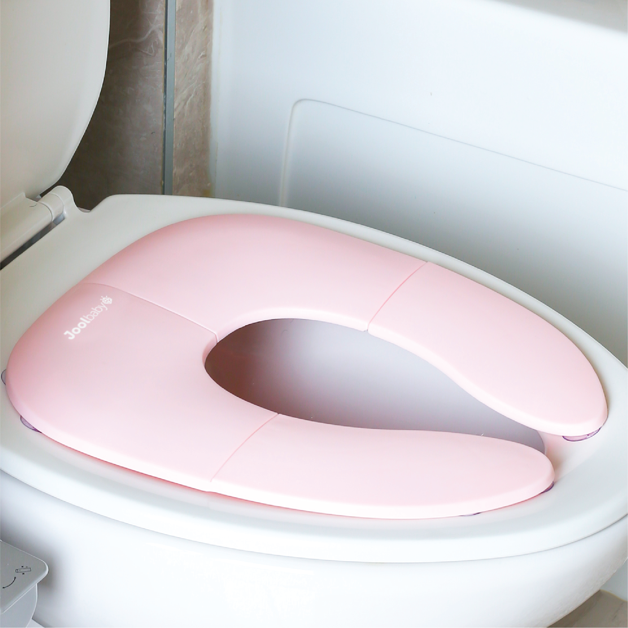 Jool Baby Folding Travel Potty Training Seat for Toddlers, Fits Round & Oval Toilets, Non-Slip Suction Cups, Includes Free Travel Bag (Pink)