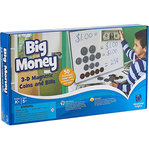 Educational Insights Big Money 3-D Magnetic Coins and Bills: Counting Skills & Pretend Play.
