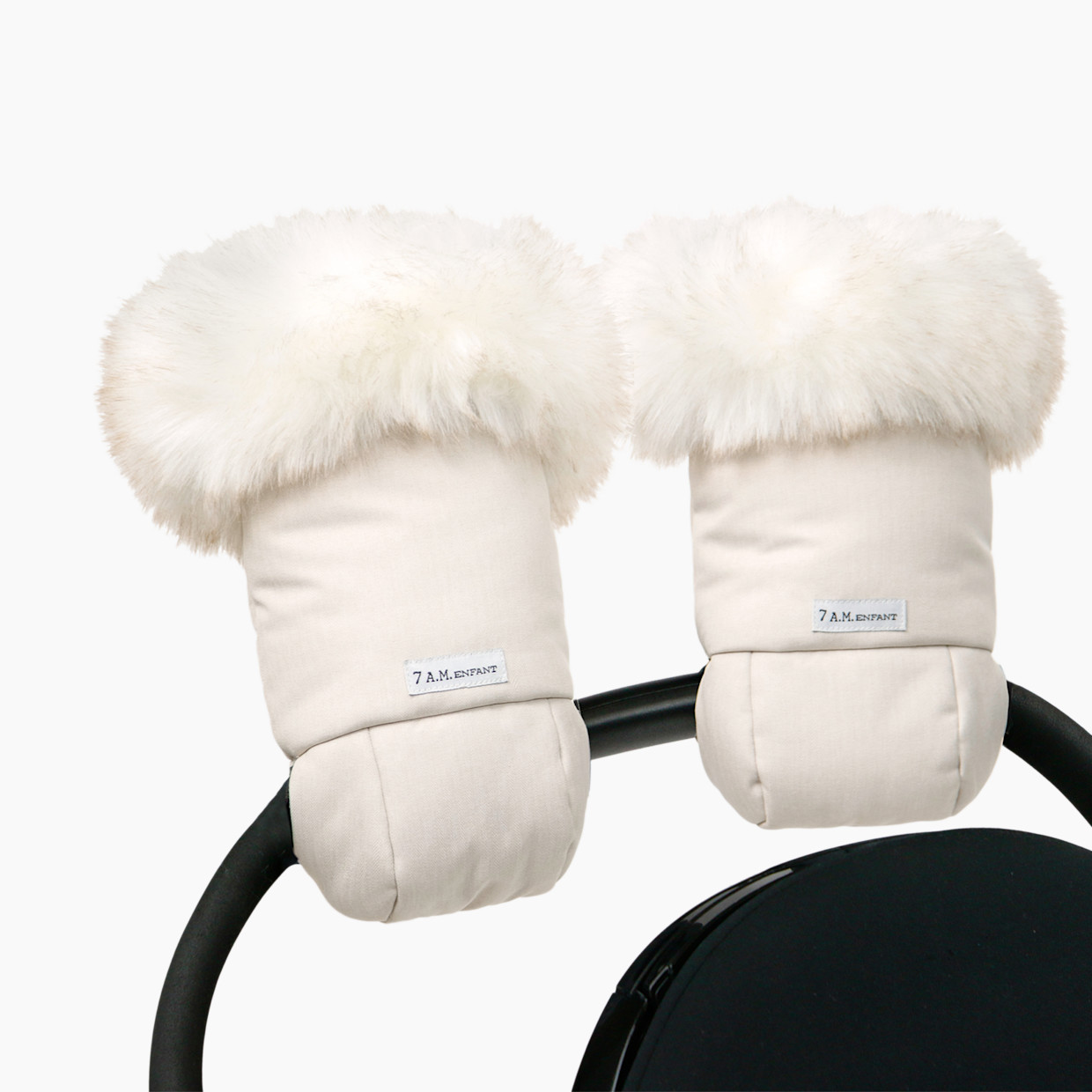 7AM Enfant Tundra Warmmuffs - White Fur Beige Heather.