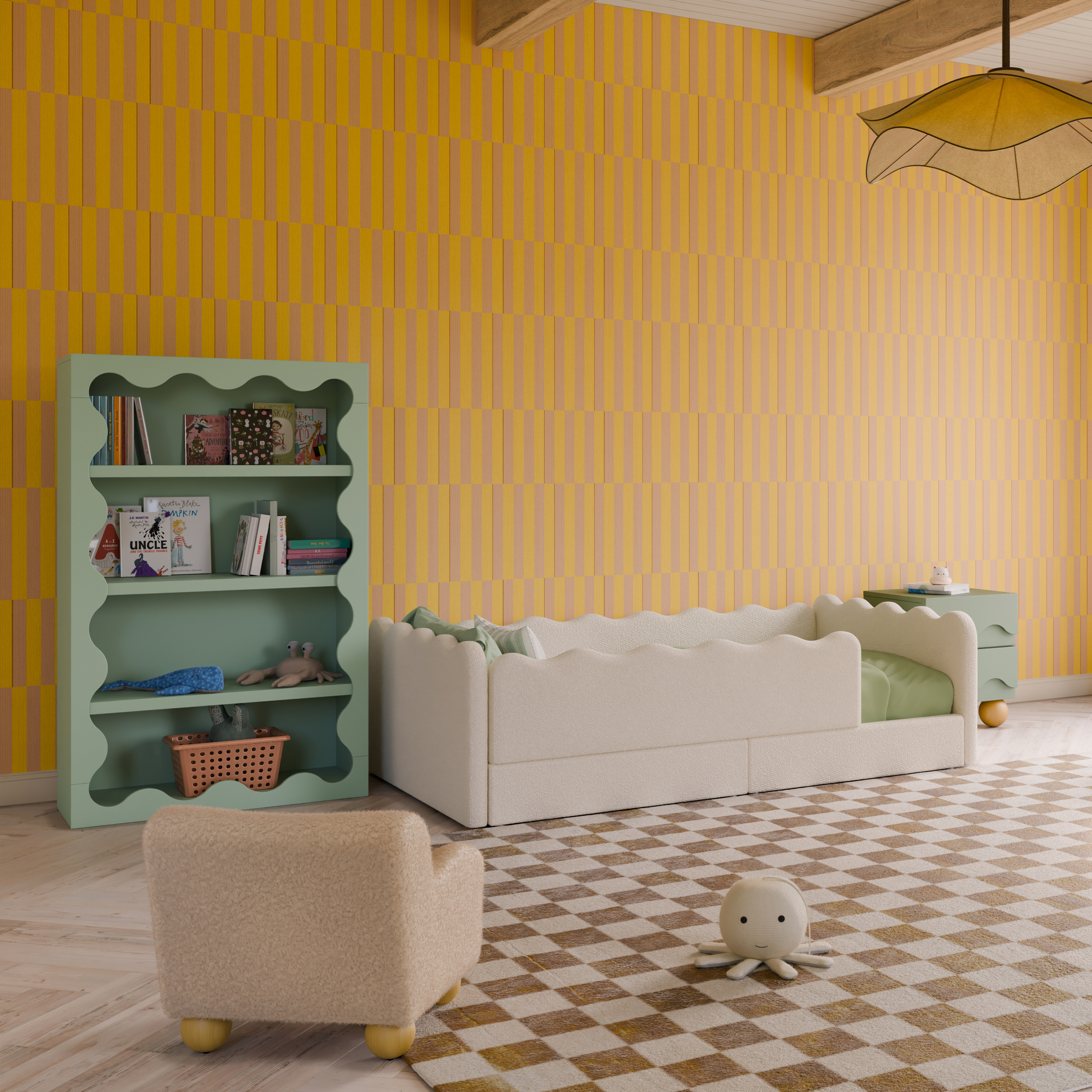 babyletto Lido Wave Bookcase - Light Sage.