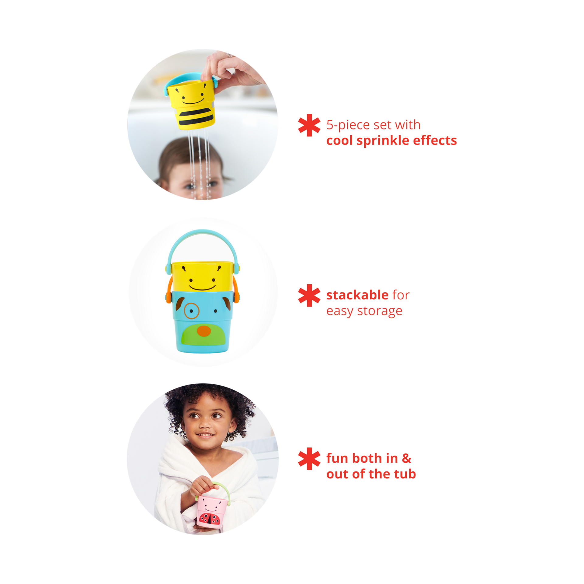 Skip Hop Zoo Stack and Pour Buckets (Set of 5).