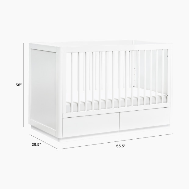 babyletto Bento 3-in-1 Storage Crib with Toddler Bed Conversion Kit - White.