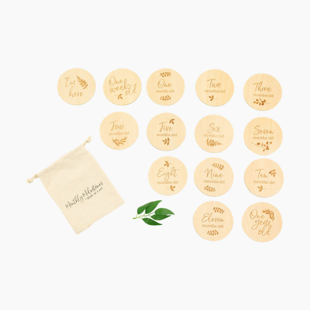 Bebe au Lait Wooden Milestone Discs - Monthly Milestone, 14.