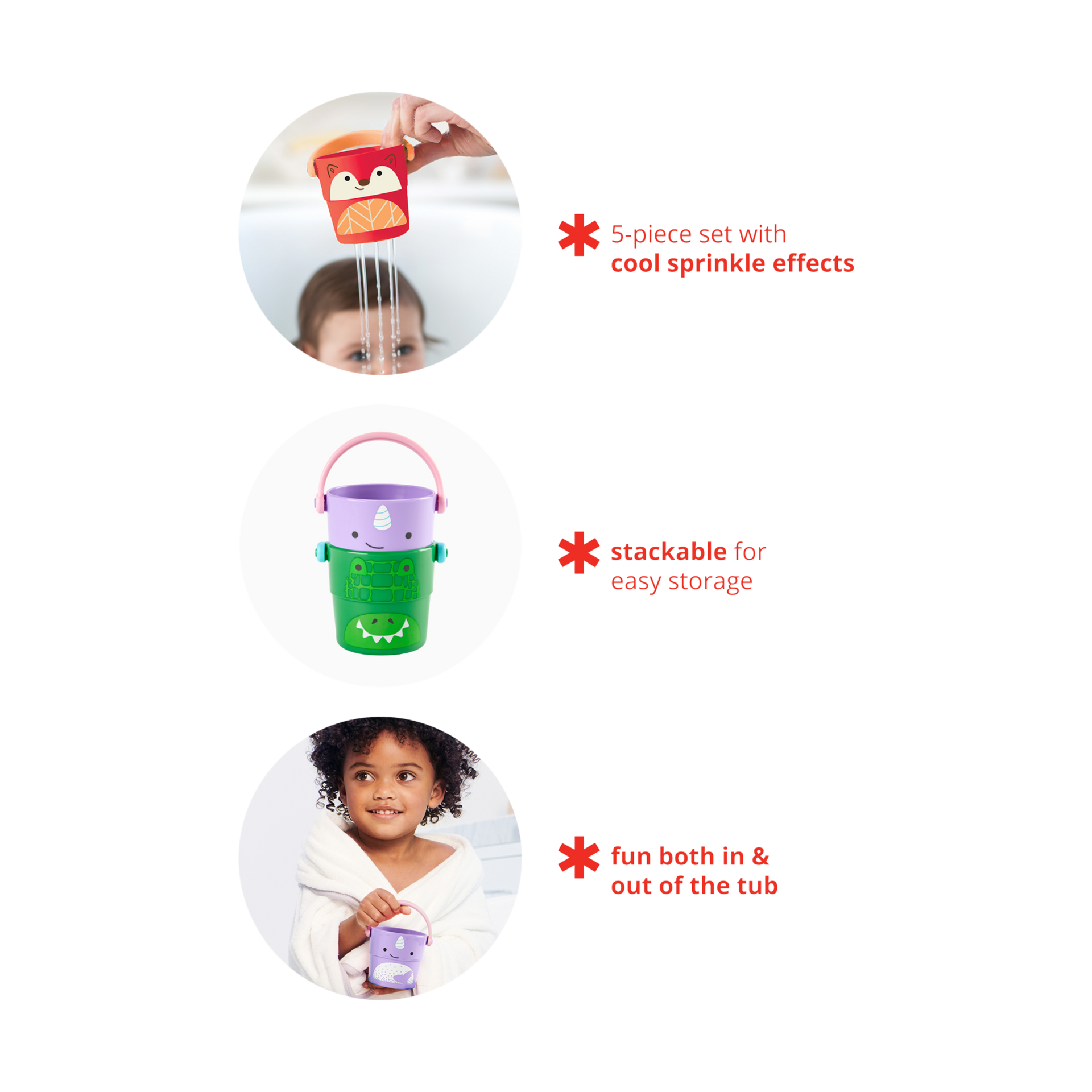 Skip Hop Zoo Stack and Pour Buckets (Set of 5) - Ferguson Fox & Zoo Crew.