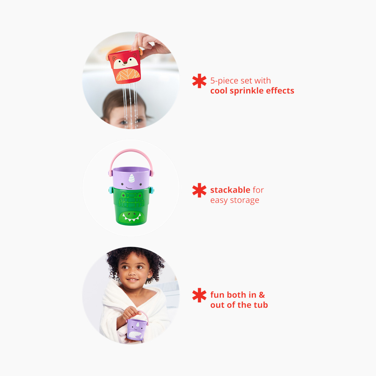 Skip Hop Zoo Stack and Pour Buckets (Set of 5) - Ferguson Fox & Zoo Crew.