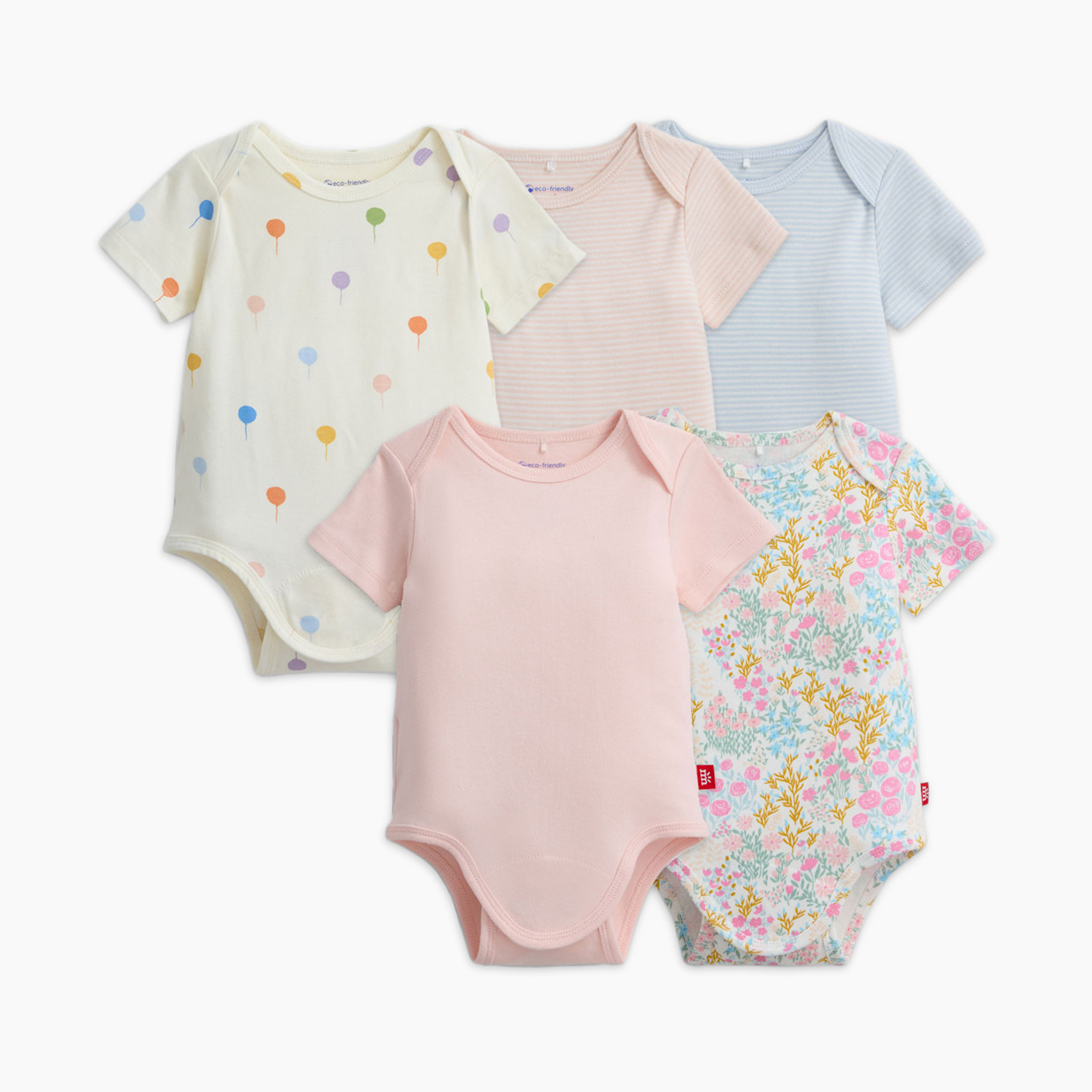Magnetic Me Organic Cotton Magnetic Bodysuit 5 Pack Bundle - Pink Assorted, 0-3 M.