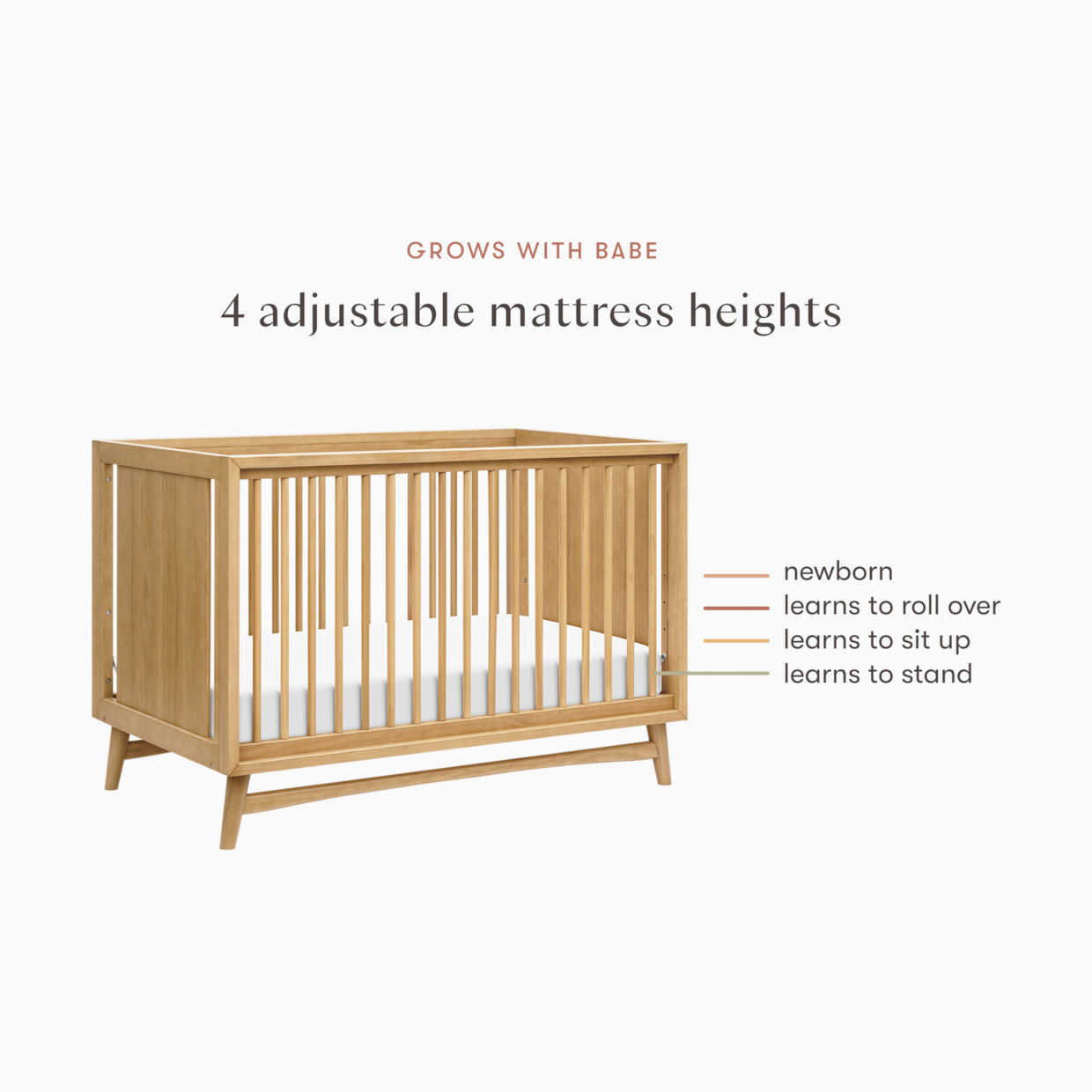 babyletto Peggy 3-in-1 Convertible Crib with Toddler Bed Conversion Kit - Honey.