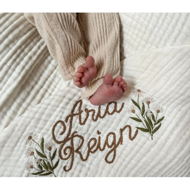 TheMiniValley Personalized Embroidered Baby Blanket.