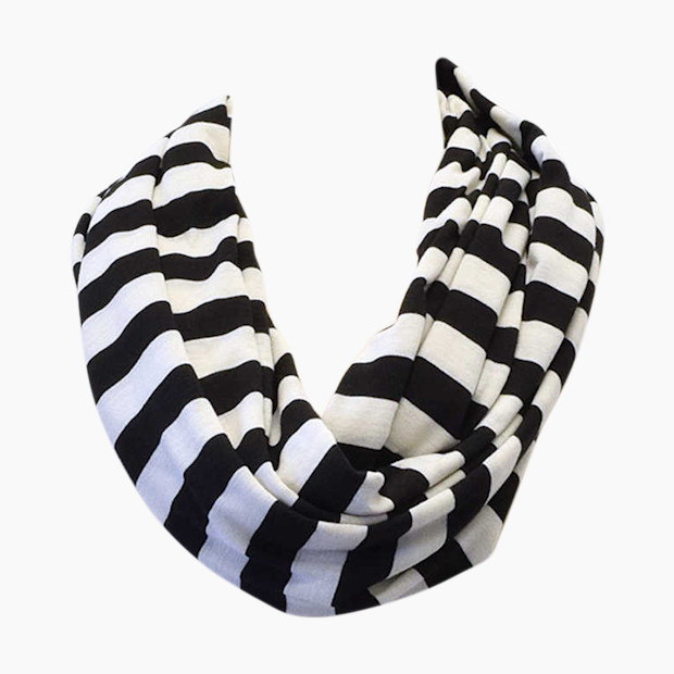 Itzy Ritzy Nursing Happens Infinity Breastfeeding Scarf - Black And White Stripe.