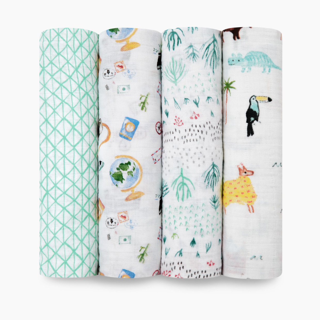 Aden + Anais Cotton Muslin Swaddle 4-Pack - Around The World.