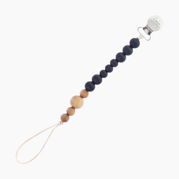 Loulou Lollipop Colorblock Wood & Silicone Pacifier Clip - Block Black.