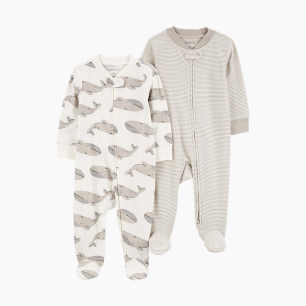 Carter's 2-Way Zip Cotton Sleep & Plays (2 Pack) - Grey, 6 M.