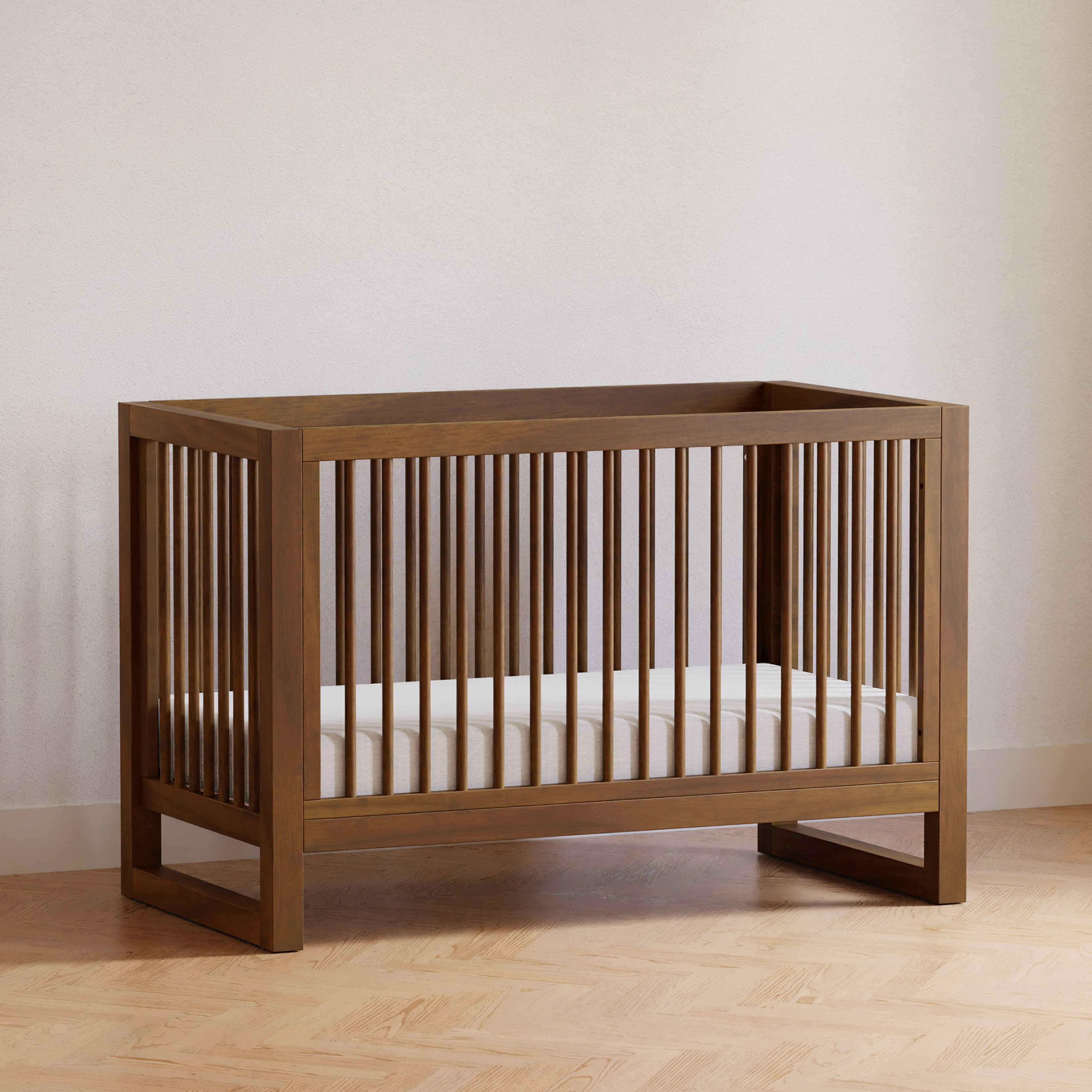 Namesake Nantucket 3-in-1 Convertible Crib with Toddler Bed Conversion Kit - Natural Walnut.