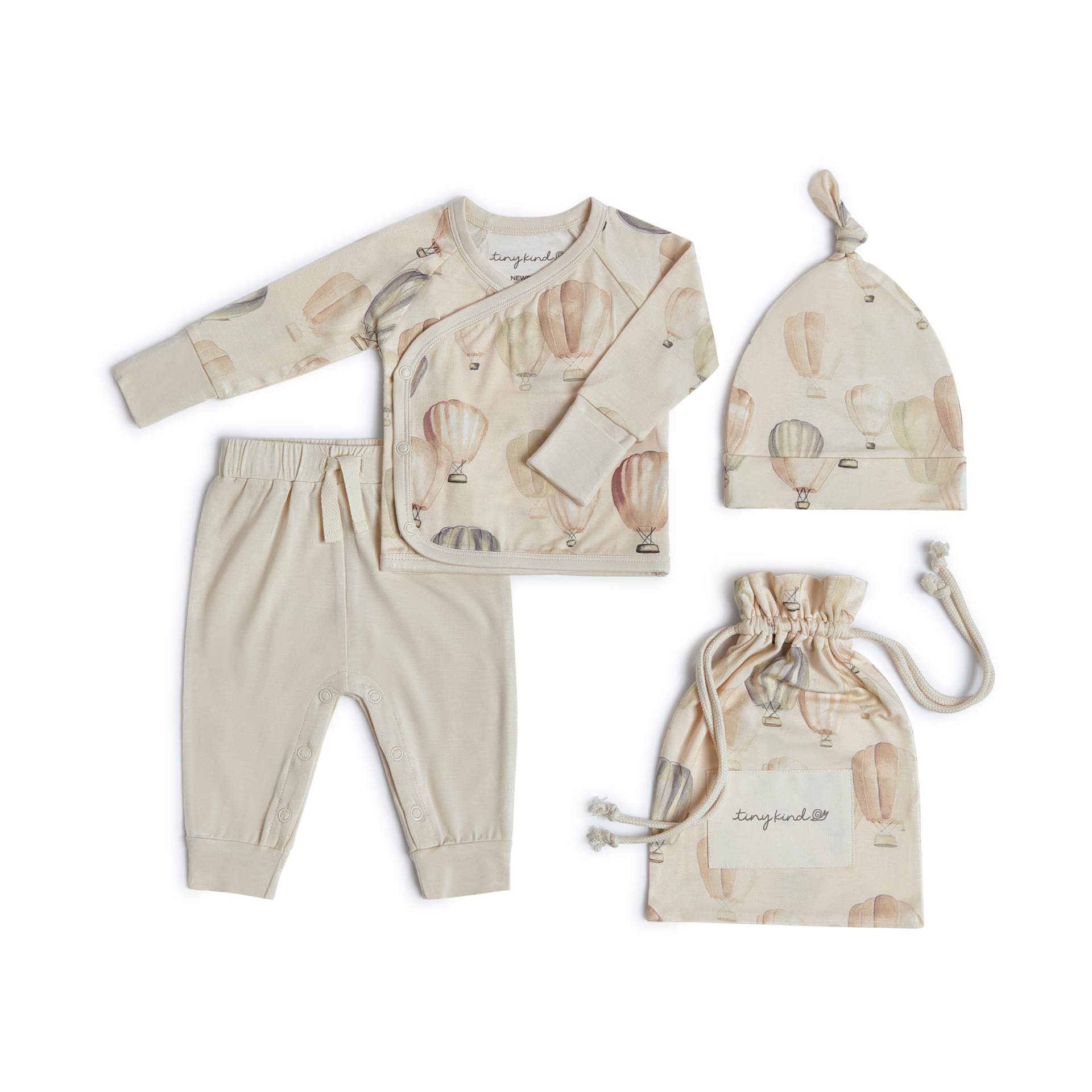 Tiny Kind Bamboo Viscose 3-Piece Newborn Take Me Home Set.