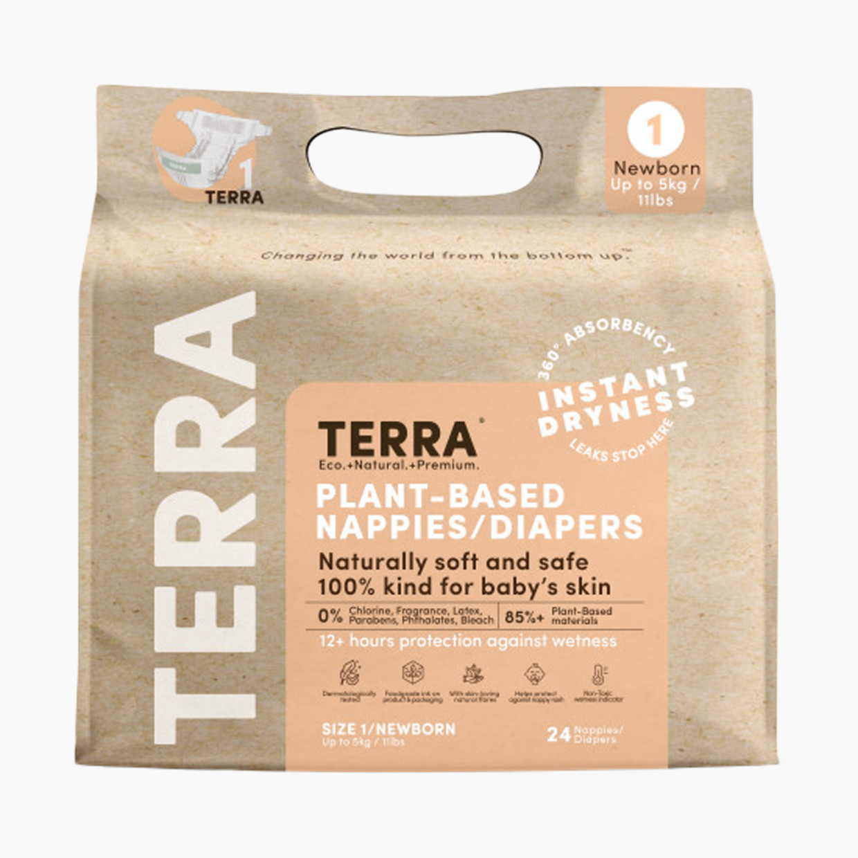 Terra Premium Plant-Based Diapers - Size 1 (192 Ct).