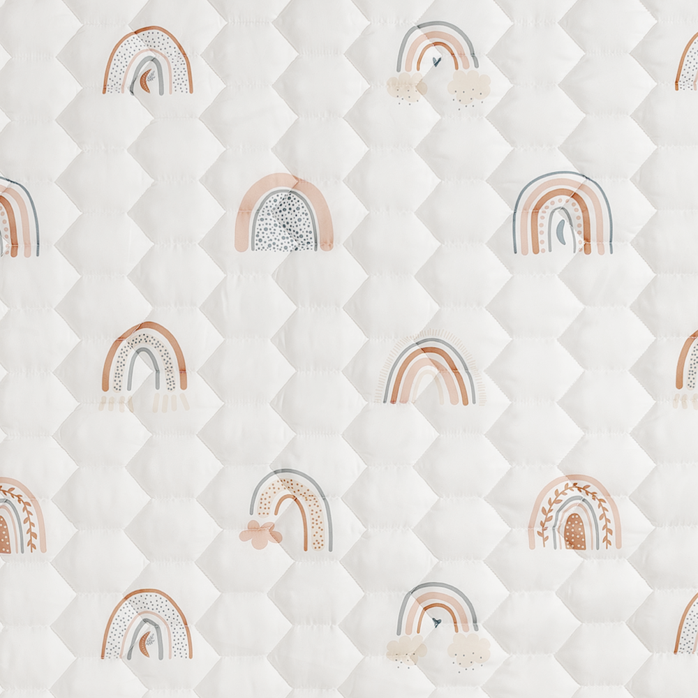 Comfy Cubs Quilted Kids Play Mat with Non-Slip Bottom - Rainbow, Circle.