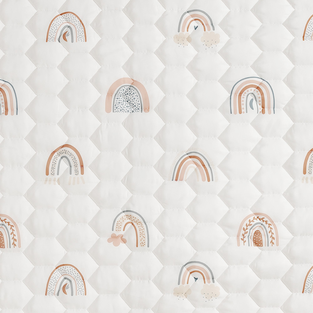 Comfy Cubs Quilted Kids Play Mat with Non-Slip Bottom - Rainbow, Circle.