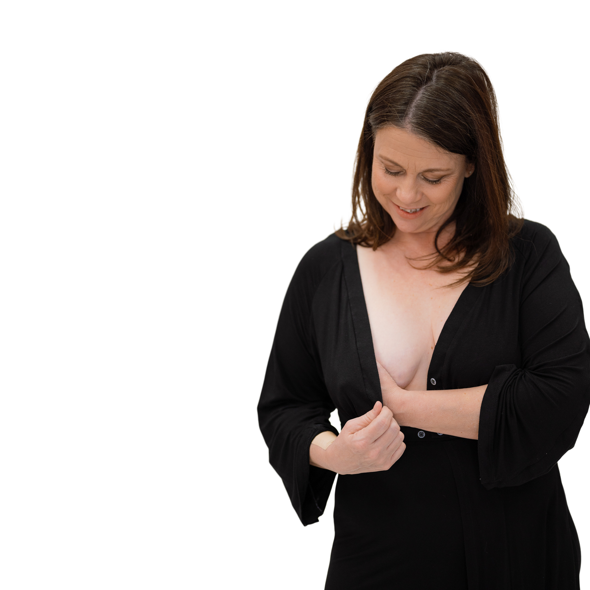 Lila Maternity Amelia Labor & Postpartum Gown - Black, XS.