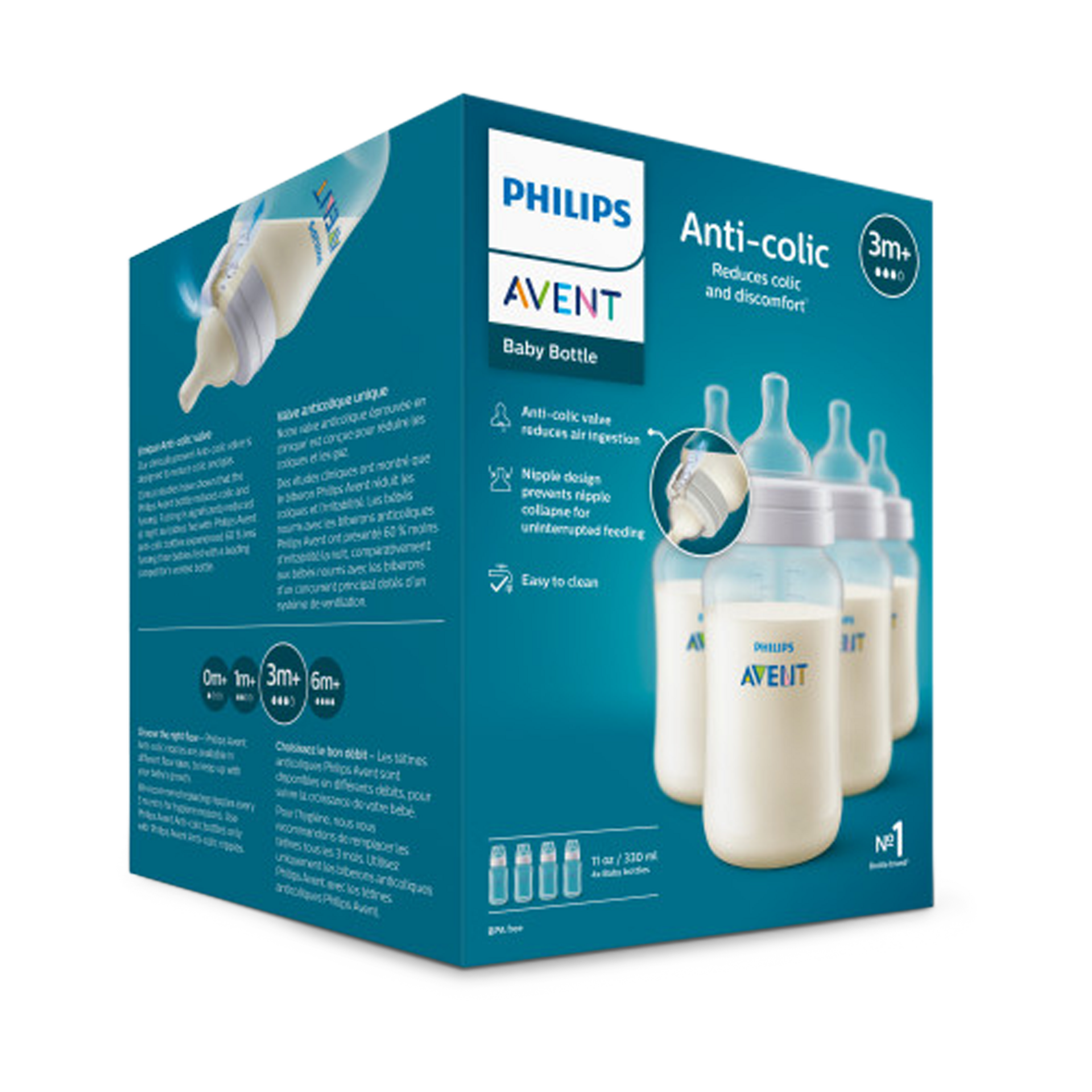 Philips Avent Anti-colic Baby Bottle - Clear, 11 Oz, 4.