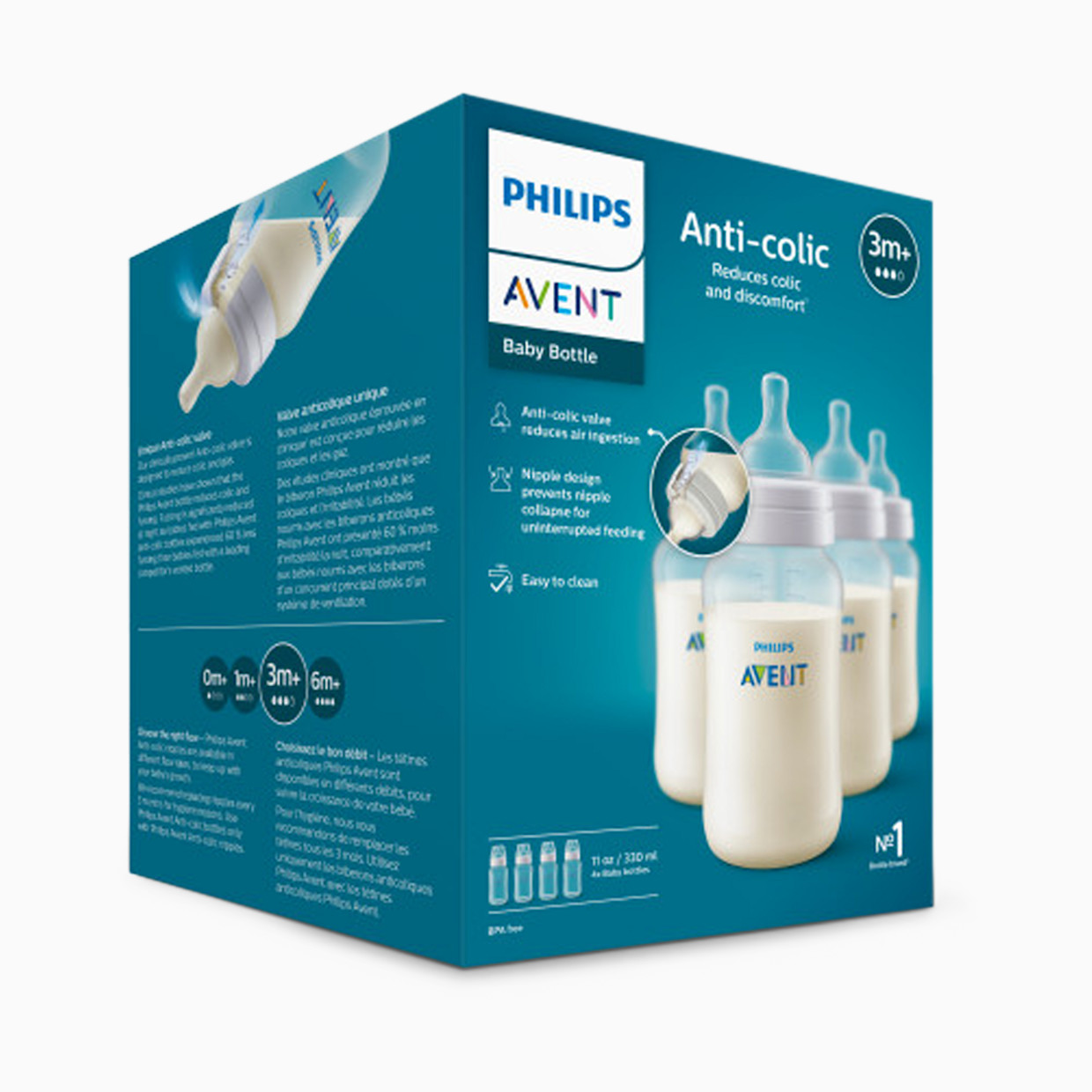 Philips Avent Anti-colic Baby Bottle - Clear, 11 Oz, 4.