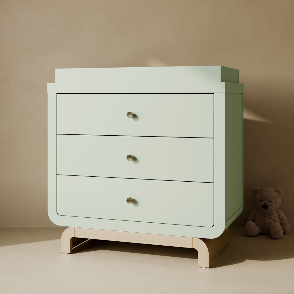 Storkcraft Santorini 3 Drawer Chest with Removable Changing Topper - Sage With Driftwood.