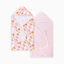 Burts Bees Baby Infant Hooded Towels Rosy Spring Organic Cotton, Unisex Bath Essentials and Newborn Necessities, Soft Nursery Towel with Hood Set, 2-Pack Size 29 x 29 Inch