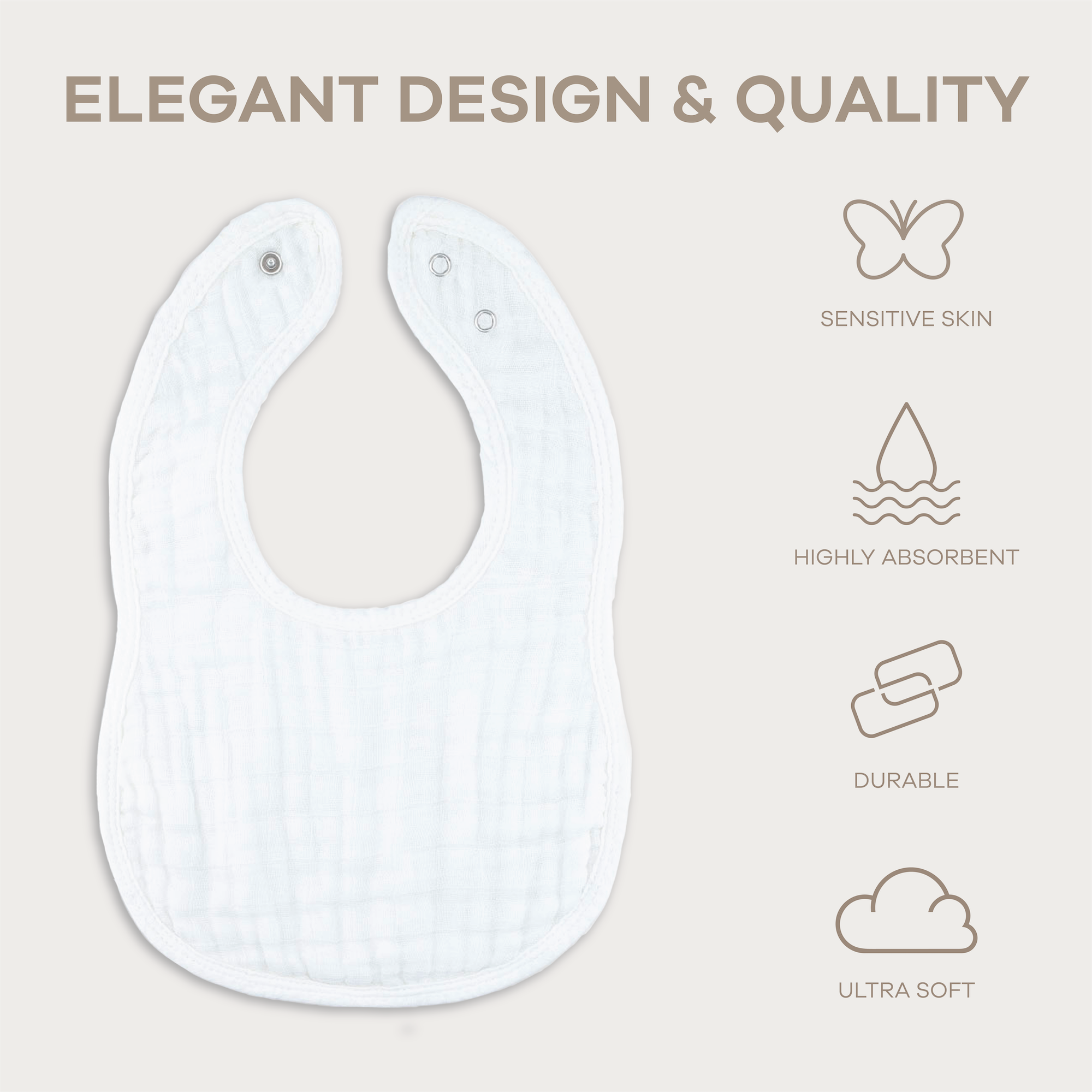 Comfy Cubs Muslin Bibs with Adjustable Snaps (8 Pack).