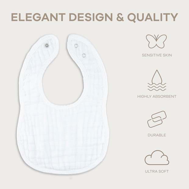 Comfy Cubs Muslin Bibs with Adjustable Snaps (8 Pack).