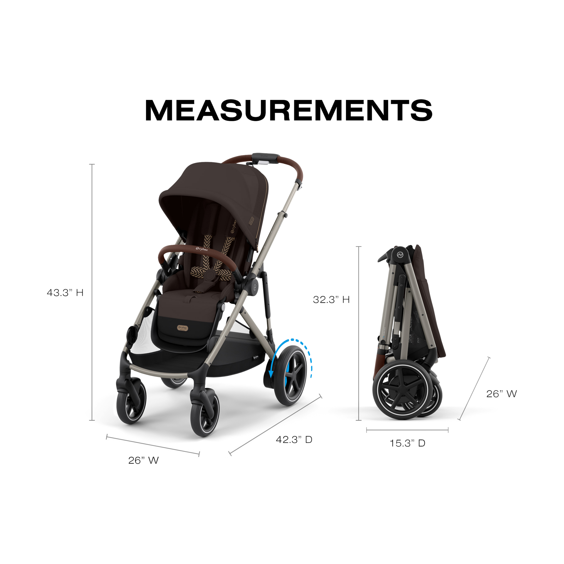 Cybex e-Gazelle S Electronic Assist Stroller - Chocolate Brown.