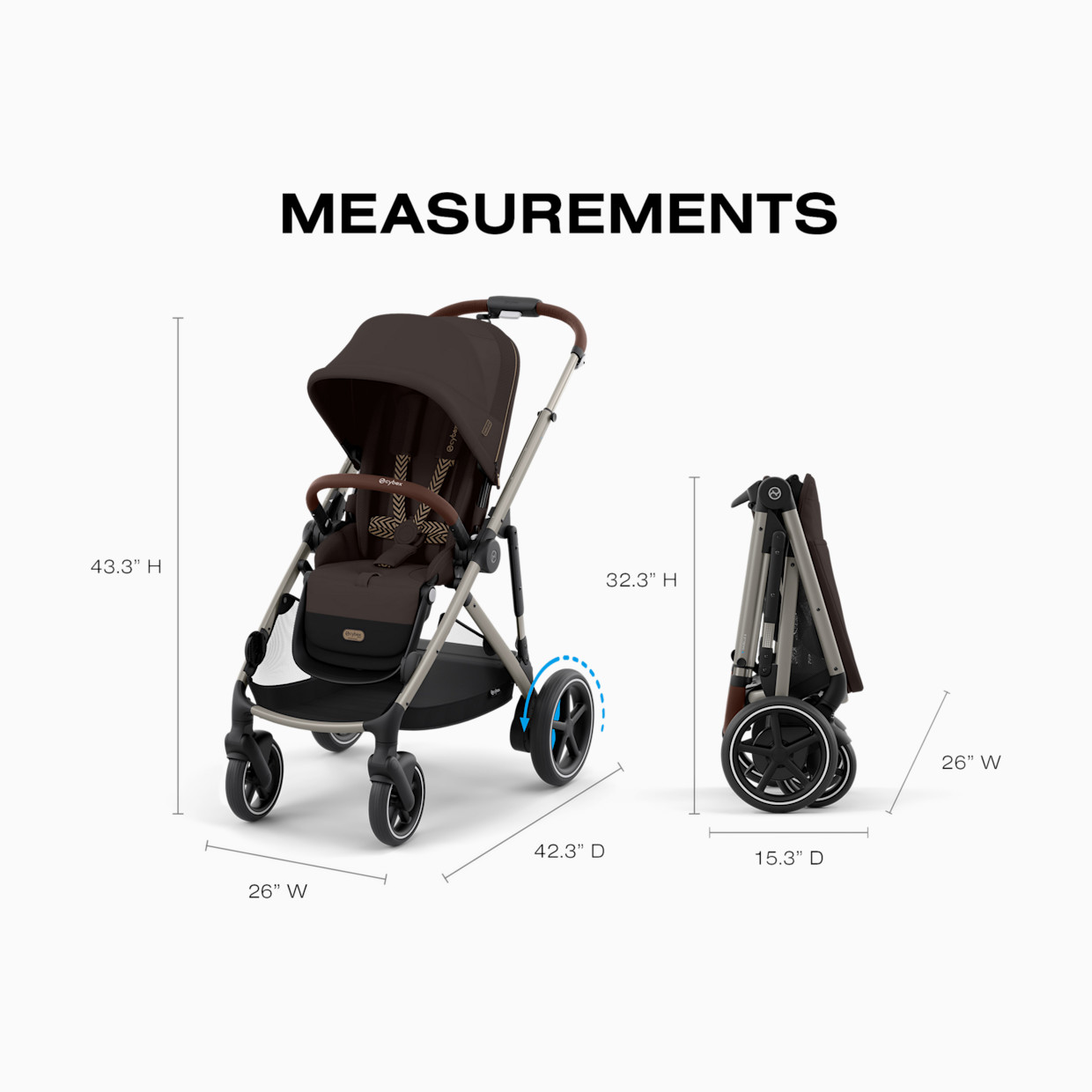Cybex e-Gazelle S Electronic Assist Stroller - Chocolate Brown.