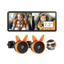 BV3 PRO Baby Car Camera for 2 Kids - 7.2" Large HD Display Dual Channel Baby Monitor, 1080P IR Night Vision Car Seat Camera, Easy Install Rear-Facing View – Ideal for Kids and Pet Safety