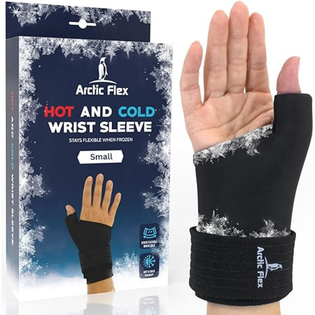 Arctic Flex Wrist Ice Pack Wrap - Extra Strength Hot & Cold Therapy Reusable Hand & Thumb Sleeve.