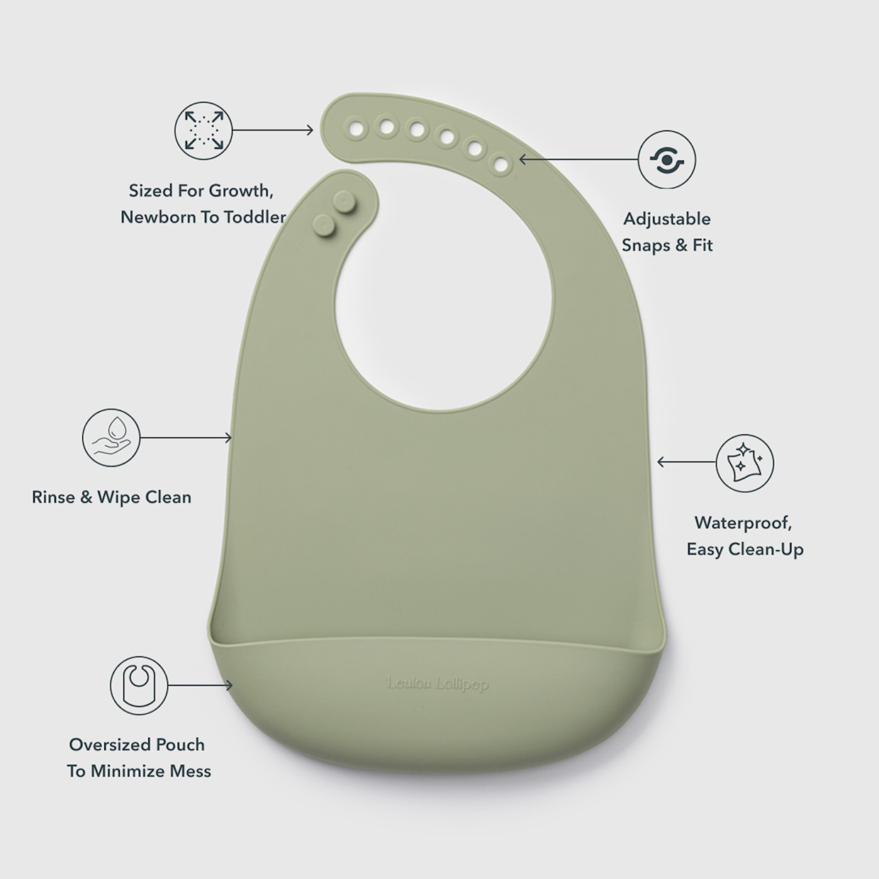 Loulou Lollipop Silicone Bib 2.0 - Silver Sage.