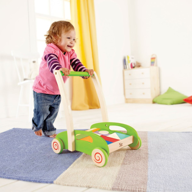 Hape Block and Roll Walker with Wooden Blocks.
